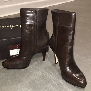 Cole Haan Ilysa short cuff boot. Dark chocolate